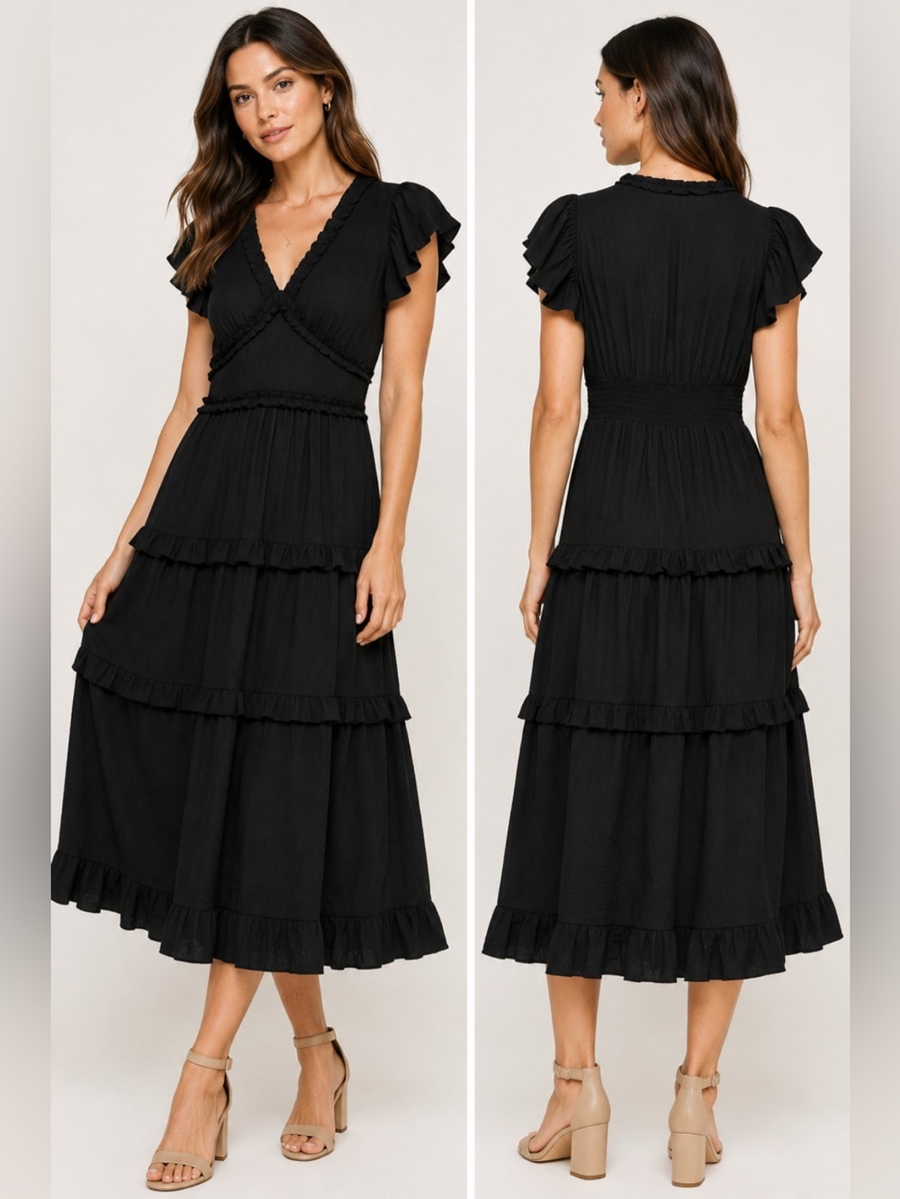 Pinch Romantic Ruffled Tea-Length Dress